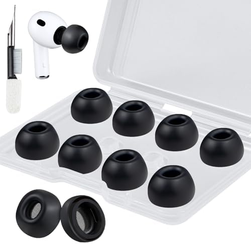 SOULWIT 5 Pairs Silicone Eartips for AirPods Pro 3  3rd Generation 2025   Pro3 Replacement Earbud Ear Tips with Cleaning Kit  Black/M 