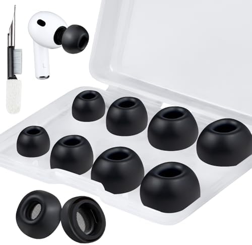 SOULWIT 5 Pairs Silicone Eartips for AirPods Pro 3  3rd Generation 2025   Pro3 Replacement Earbud Ear Tips with Cleaning Kit  Black/M 