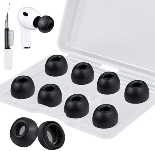 SOULWIT 5 Pairs Silicone Eartips for AirPods Pro 3  3rd Generation 2025   Pro3 Replacement Earbud Ear Tips with Cleaning Kit  Black/M 