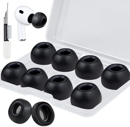 SOULWIT 5 Pairs Silicone Eartips for AirPods Pro 3  3rd Generation 2025   Pro3 Replacement Earbud Ear Tips with Cleaning Kit  Black/M 