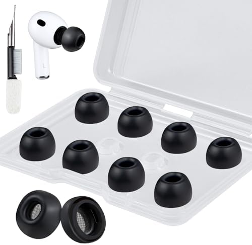 SOULWIT 5 Pairs Silicone Eartips for AirPods Pro 3  3rd Generation 2025   Pro3 Replacement Earbud Ear Tips with Cleaning Kit  Black/M 
