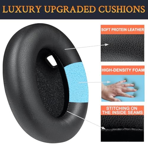 SOULWIT Replacement Earpads for Sony WH 1000XM4  WH1000XM4  Headphones  Ear Pads Cushions with Noise Isolation Foam  Added Thickness  Without Affecting Sensor   Black