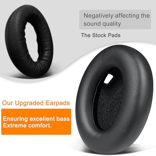 SOULWIT Replacement Earpads for Sony WH 1000XM4  WH1000XM4  Headphones  Ear Pads Cushions with Noise Isolation Foam  Added Thickness  Without Affecting Sensor   Black