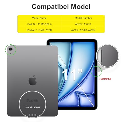 SPARIN Screen Protector for iPad Air 11 Inch M3/M2  2025/2024  7th/6th Generation   Auto Alignment Frame  9H Tempered Glass Film  Apple Pencil Compatible and Case Friendly  Ultra Clear  2 Pack 