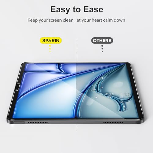 SPARIN Screen Protector for iPad Air 11 Inch M3/M2  2025/2024  7th/6th Generation   Auto Alignment Frame  9H Tempered Glass Film  Apple Pencil Compatible and Case Friendly  Ultra Clear  2 Pack 
