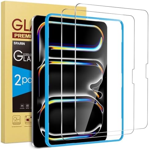 SPARIN Screen Protector for iPad Air 13 Inch M4 2026 & M3 2025 & M2 2024  8th/7th/6th Generation  & iPad Pro 13 Inch M5/M4  8th/7th Gen   Case Friendly  2 Pack Tempered Glass  Support Apple Pencil
