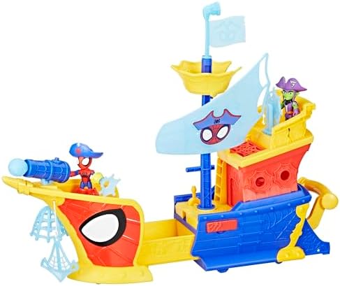 SPIDEY AND HIS AMAZING FRIENDS Marvel Water Webs Webs Ahoy Bubble Pirate Ship Toy  3 Inch Action Figures & Boat Playset  Super Hero Toys   Ages 3 