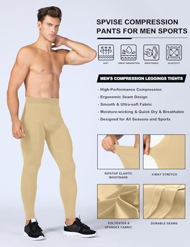 SPVISE Compression Pants Men Leggings for Sports Gym Cool Dry Athletic Tights Base Layer for Running Football Basketball Yoga
