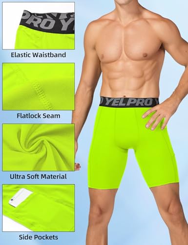 SPVISE Compression Shorts Men 1/3 Pack Dry Fit Compression Underwear Spandex Running Shorts Workout Athletic Shorts Pocket