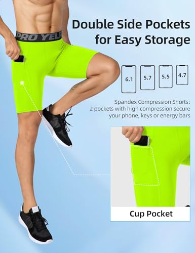 SPVISE Compression Shorts Men 1/3 Pack Dry Fit Compression Underwear Spandex Running Shorts Workout Athletic Shorts Pocket