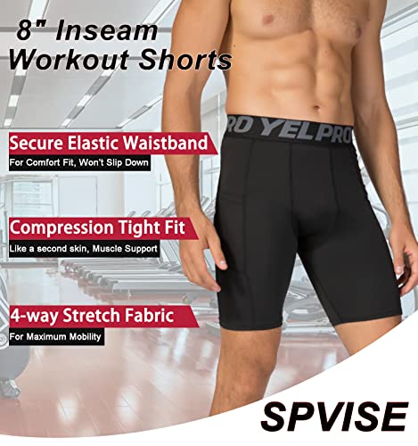 SPVISE Compression Shorts Men 1/3 Pack  Dry Fit Compression Underwear Spandex Running Shorts  Workout Athletic Shorts Pocket