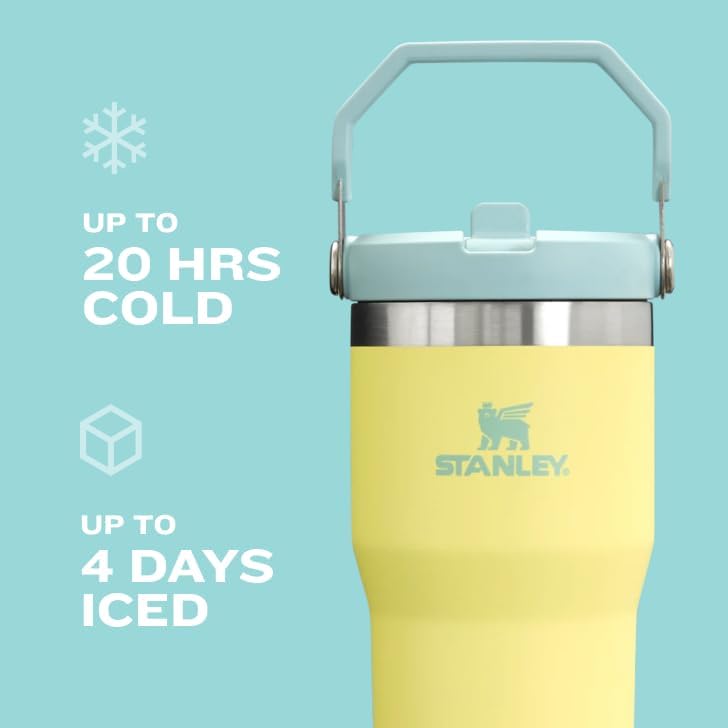STANLEY IceFlow Flip Straw Tumbler with Handle 30 oz   Twist On Lid and Flip Up Straw   Leak Resistant Water Bottle   Insulated Stainless Steel  BPA Free   Rose Quartz