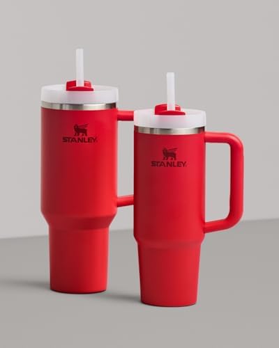 STANLEY Quencher H2 0 Tumbler with Handle and Straw 40 oz   Flowstate 3 Position Lid   Cup Holder Compatible for Travel   Insulated Stainless Steel Cup   BPA Free   Chili Red