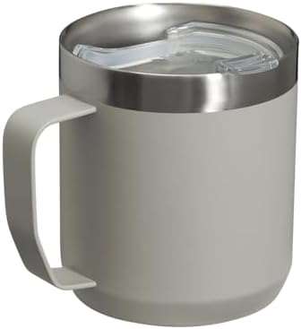 Stanley Stay Hot Camp - Taza duradera de acero inoxidable 18/8 con aislamiento térmico, tapa Tritán™ Drink-Thru libre de salpicaduras, 12 onzas, color ceniza 2.0
