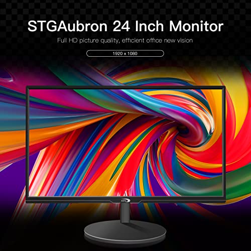 STGAubron 24 Inch Gaming Computer Monitor  FHD 1920 x 1080P Office PC LED Display  99  sRGB  HDMI  VGA  Ergonomic Tilt Adjustment