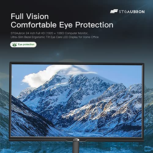 STGAubron 24 Inch Gaming Computer Monitor  FHD 1920 x 1080P Office PC LED Display  99  sRGB  HDMI  VGA  Ergonomic Tilt Adjustment