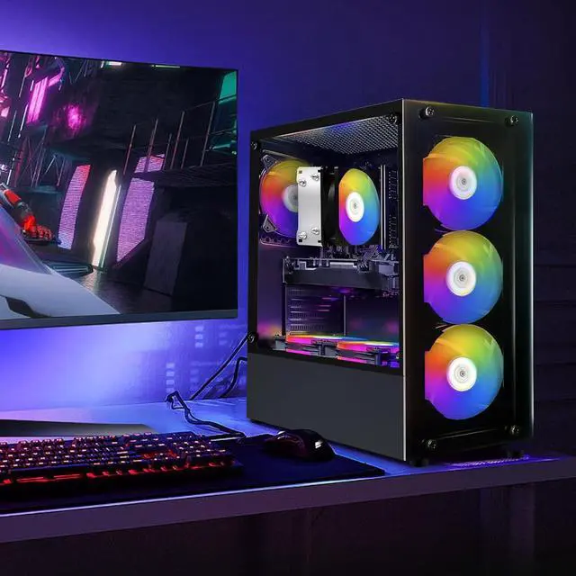 STGAubron Gaming Desktop PC  AMD Ryzen 5 PRO 2600 up to 3 9G  16G DDR4  512G SSD  GeForce RTX 2060 6G GDDR6  600M WiFi  BT 5 0  RGB Fan x 6  RGB Keyboard & Mouse & Mouse Pad  W11H64