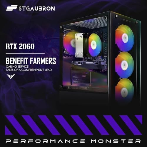 STGAubron Gaming PC Desktop Computer  AMD Ryzen 5 2600 up to 3 9G  GeForce RTX 2060 6G  16G DDR4  512G SSD  600M WiFi  BT 5 0  RGB Fan x4  Windows 11 Home