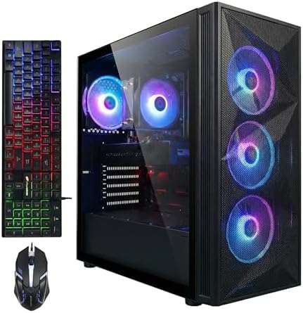 STGAubron Gaming PC Desktop Computer  AMD Ryzen 5 2600 up to 3 9G  GeForce RTX 2060 6G  16G DDR4  512G SSD  600M WiFi  BT 5 0  RGB Fan x4  Windows 11 Home