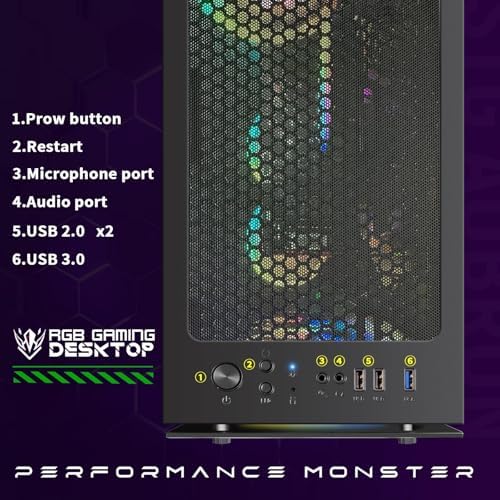STGAubron Gaming PC Desktop Computer  AMD Ryzen 5 2600 up to 3 9G  GeForce RTX 2060 6G  16G DDR4  512G SSD  600M WiFi  BT 5 0  RGB Fan x4  Windows 11 Home