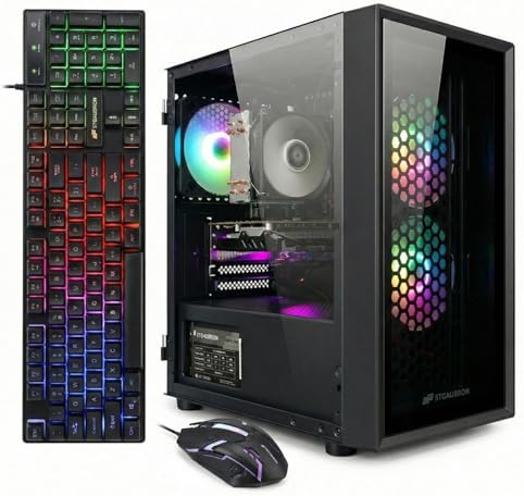 STGAubron Gaming PC Desktop Computer  AMD Ryzen 5 2600 up to 3 9G  GeForce RTX 2060 6G  16G DDR4  512G SSD  600M WiFi  BT 5 0  RGB Fan x4  Windows 11 Home