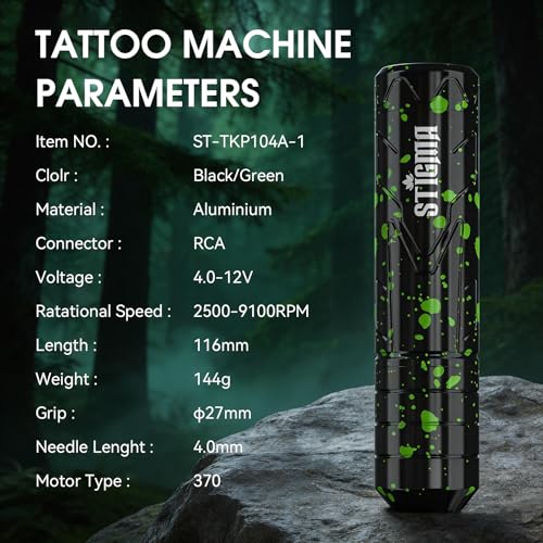 STIGMA Wireless Tattoo Gun Kit Complete Tattoo Kit Tattoo Rotary Pen Set with 2Pcs Tattoo Battery 20Pcs Cartridge Needles 11Pcs Ink Tattoo Machine Kit for Beginners Tattooist ST TKP104A 1