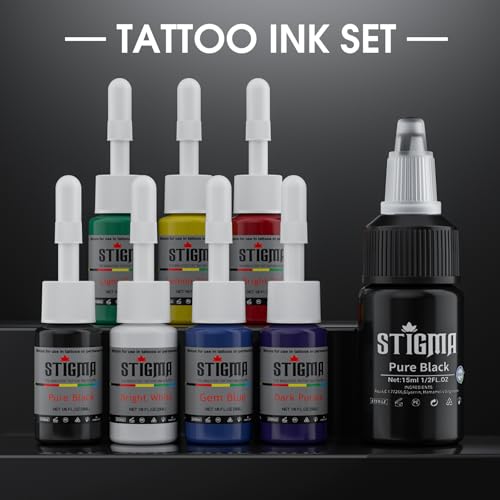 STIGMA Wireless Tattoo Machine Kit  Tattoo Rotary Pen Gun Kit with 2 Batteries  7 Tattoo Inks  20 Cartridge Needles  Tattoo Supplies for Artists & Beginners ST TKP105A 8