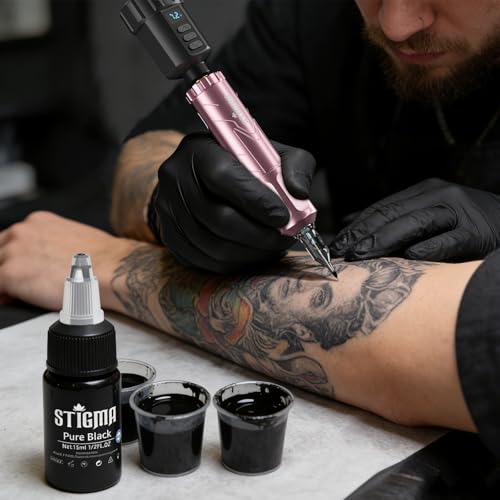 STIGMA Wireless Tattoo Machine Kit  Tattoo Rotary Pen Gun Kit with 2 Batteries  7 Tattoo Inks  20 Cartridge Needles  Tattoo Supplies for Artists & Beginners ST TKP105A 8