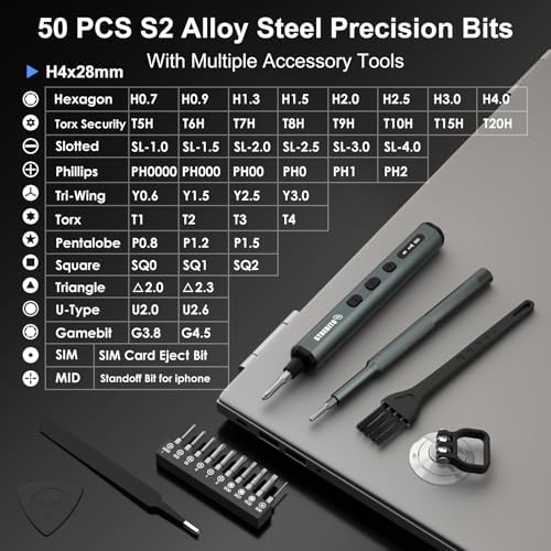 STREBITO Mini Electric Screwdriver  67 in 1 Electric Screwdriver Kit   50 S2 Preicison Bits  5 Torque Settings  Organized Storage  Mini Power Screwdriver Rechargeable Tool Kit for PC Electronics