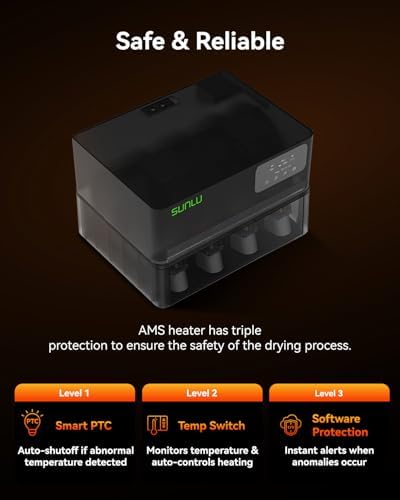 SUNLU AMS Heater  Compatible with Bambu lab AMS Gen 1   Enables Simultaneous Printing & Drying  Easy Installation  Fast Heating to 70 C  4 Spool Capacity Filament Dryer  Not Included AMS
