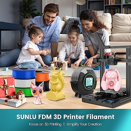 SUNLU PLA 3D Printer Filament PLA Filament 1 75mm  Neatly Wound 3D Printing Filament 1 75mm  Dimensional Accuracy  /  0 02 mm  Fit Most FDM 3D Printers  1kg Spool  2 2lbs   Black