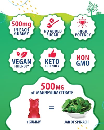 SUNNY SAM Magnesium Gummies for Kids   100mg and Magnesium Gummies for Kids 500mg  Magnesium Chews   Magnesium Citrate Chewable Supplement for Mood & Muscle Support