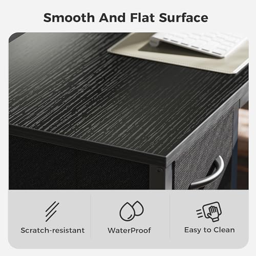 SUPERJARE 47 inch L Shaped Gaming Desk with LED Lights & Power Outlets  Reversible Computer Desk with Shelves & Monitor Stand  Corner Desk with Drawer  for Home & Office  Black