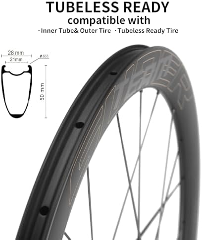 SUPERTEAM Carbon Disc Wheelset 50C 28 Tubeless with Carbon Spokes 700C