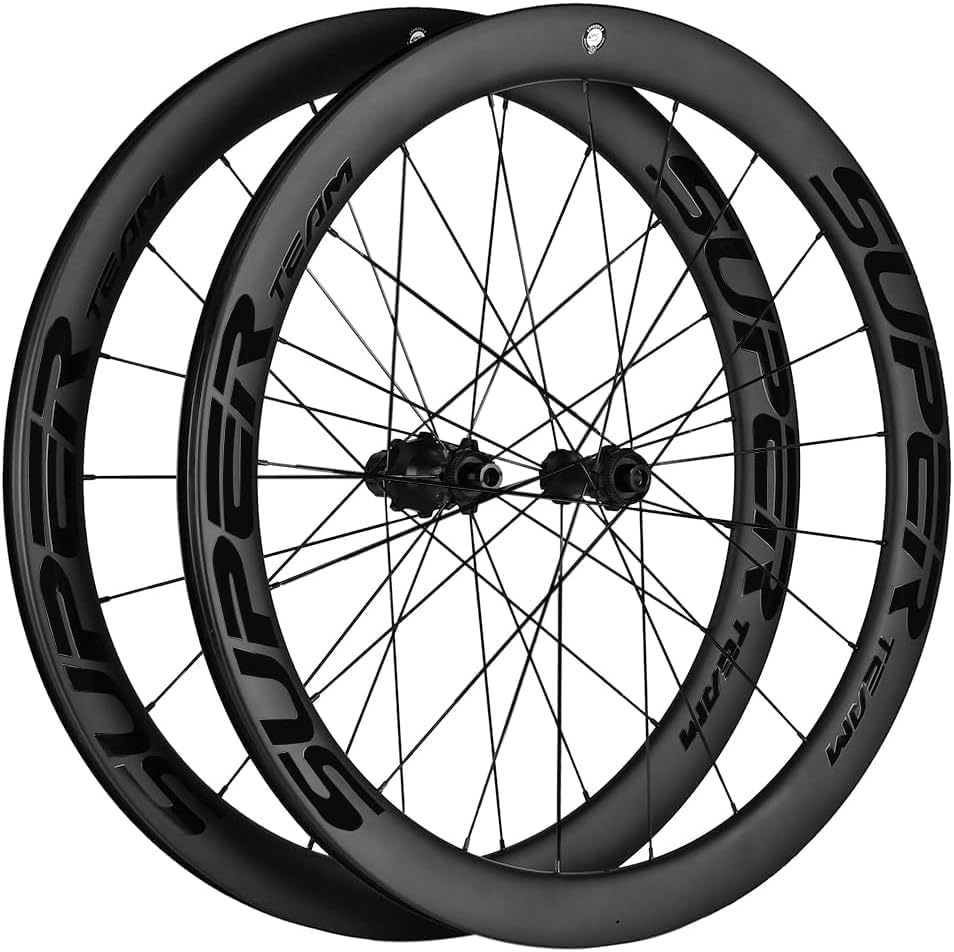 SUPERTEAM Carbon Disc Road Wheelset 50TU 28 DB Tubeless 700C Fit for Shimano 8/9/10/11/12 Speed QR 9   100 10   135