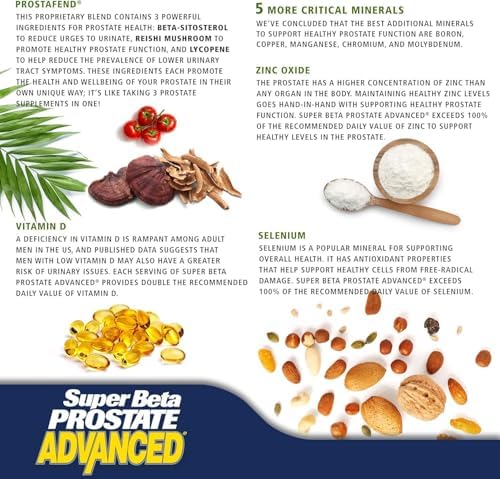 SUPER BETA PROSTATE Advanced   Promote Sleep  Support Bladder Emptying  Prostate Support Supplement for Mens Health with Beta Sitosterol  not Saw Palmetto   120 Caplets  2 Pack