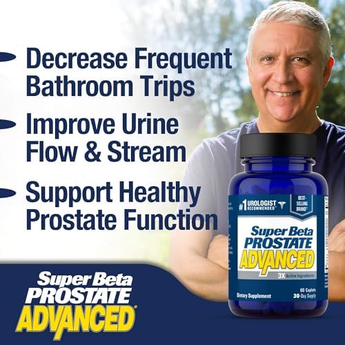 SUPER BETA PROSTATE Advanced   Promote Sleep  Support Bladder Emptying  Prostate Support Supplement for Mens Health with Beta Sitosterol  not Saw Palmetto   120 Caplets  2 Pack