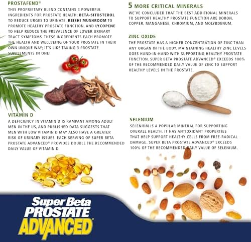 SUPER BETA PROSTATE Advanced   Promote Sleep  Support Bladder Emptying  Prostate Support Supplement for Mens Health with Beta Sitosterol  not Saw Palmetto   120 Caplets  2 Pack
