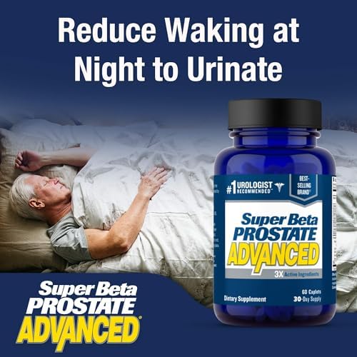 SUPER BETA PROSTATE Advanced   Promote Sleep  Support Bladder Emptying  Prostate Support Supplement for Mens Health with Beta Sitosterol  not Saw Palmetto   120 Caplets  2 Pack