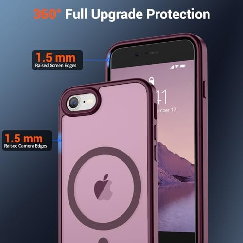 SUPFINE Magnetic for iPhone 12 Mini Case & iPhone 13 Mini Case  Compatible with MagSafe   Military Grade Drop Protection  Slim Translucent Matte Shockproof Phone Cover Black