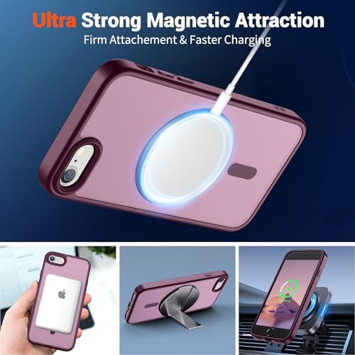 SUPFINE Magnetic for iPhone 12 Mini Case & iPhone 13 Mini Case  Compatible with MagSafe   Military Grade Drop Protection  Slim Translucent Matte Shockproof Phone Cover Black
