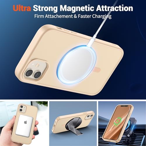 SUPFINE Magnetic for iPhone 12 Mini Case & iPhone 13 Mini Case  Compatible with MagSafe   Military Grade Drop Protection  Slim Translucent Matte Shockproof Phone Cover Black