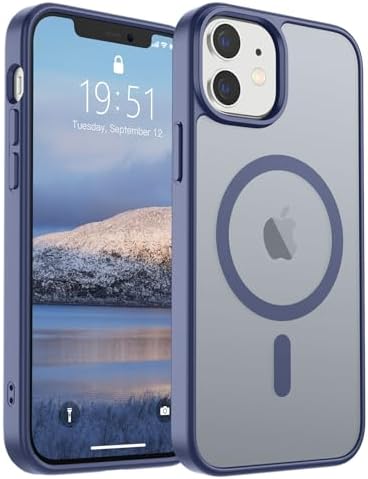 SUPFINE Magnetic for iPhone 12 Mini Case & iPhone 13 Mini Case  Compatible with MagSafe   Military Grade Drop Protection  Slim Translucent Matte Shockproof Phone Cover Black