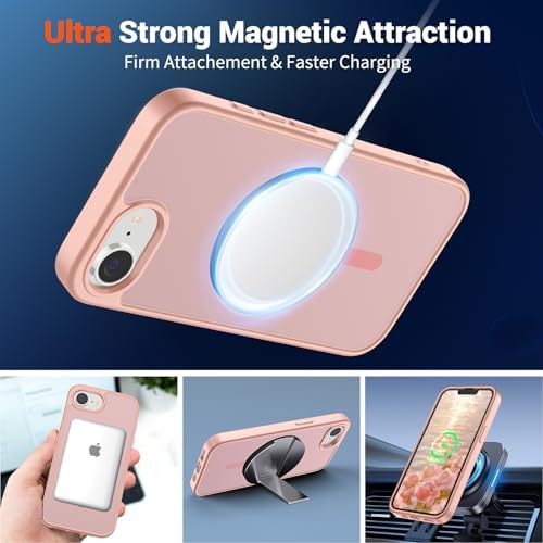 SUPFINE Magnetic for iPhone 12 Mini Case & iPhone 13 Mini Case  Compatible with MagSafe   Military Grade Drop Protection  Slim Translucent Matte Shockproof Phone Cover Black