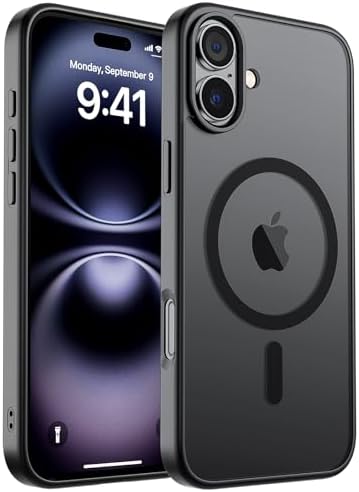 SUPFINE Magnetic for iPhone 12 Mini Case & iPhone 13 Mini Case  Compatible with MagSafe   Military Grade Drop Protection  Slim Translucent Matte Shockproof Phone Cover Black