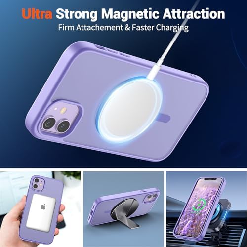 SUPFINE Magnetic for iPhone 12 Mini Case & iPhone 13 Mini Case  Compatible with MagSafe   Military Grade Drop Protection  Slim Translucent Matte Shockproof Phone Cover Black