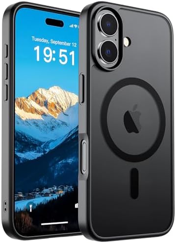 SUPFINE Magnetic for iPhone 12 Mini Case & iPhone 13 Mini Case  Compatible with MagSafe   Military Grade Drop Protection  Slim Translucent Matte Shockproof Phone Cover Black