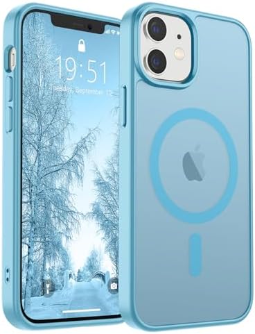 SUPFINE Magnetic for iPhone 12 Mini Case & iPhone 13 Mini Case  Compatible with MagSafe   Military Grade Drop Protection  Slim Translucent Matte Shockproof Phone Cover Black