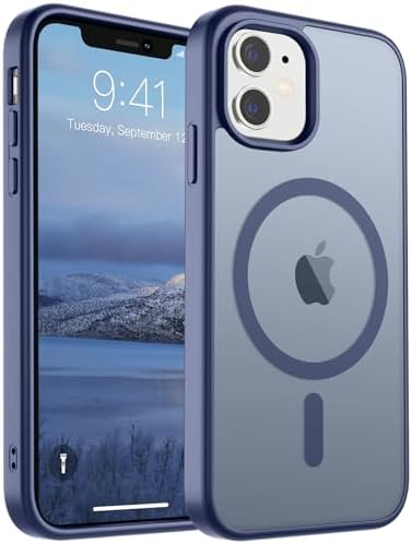 SUPFINE Magnetic for iPhone 12 Mini Case & iPhone 13 Mini Case  Compatible with MagSafe   Military Grade Drop Protection  Slim Translucent Matte Shockproof Phone Cover Black