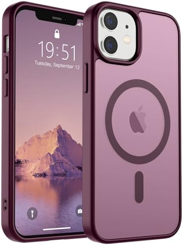 SUPFINE Magnetic for iPhone 12 Mini Case & iPhone 13 Mini Case  Compatible with MagSafe   Military Grade Drop Protection  Slim Translucent Matte Shockproof Phone Cover Black